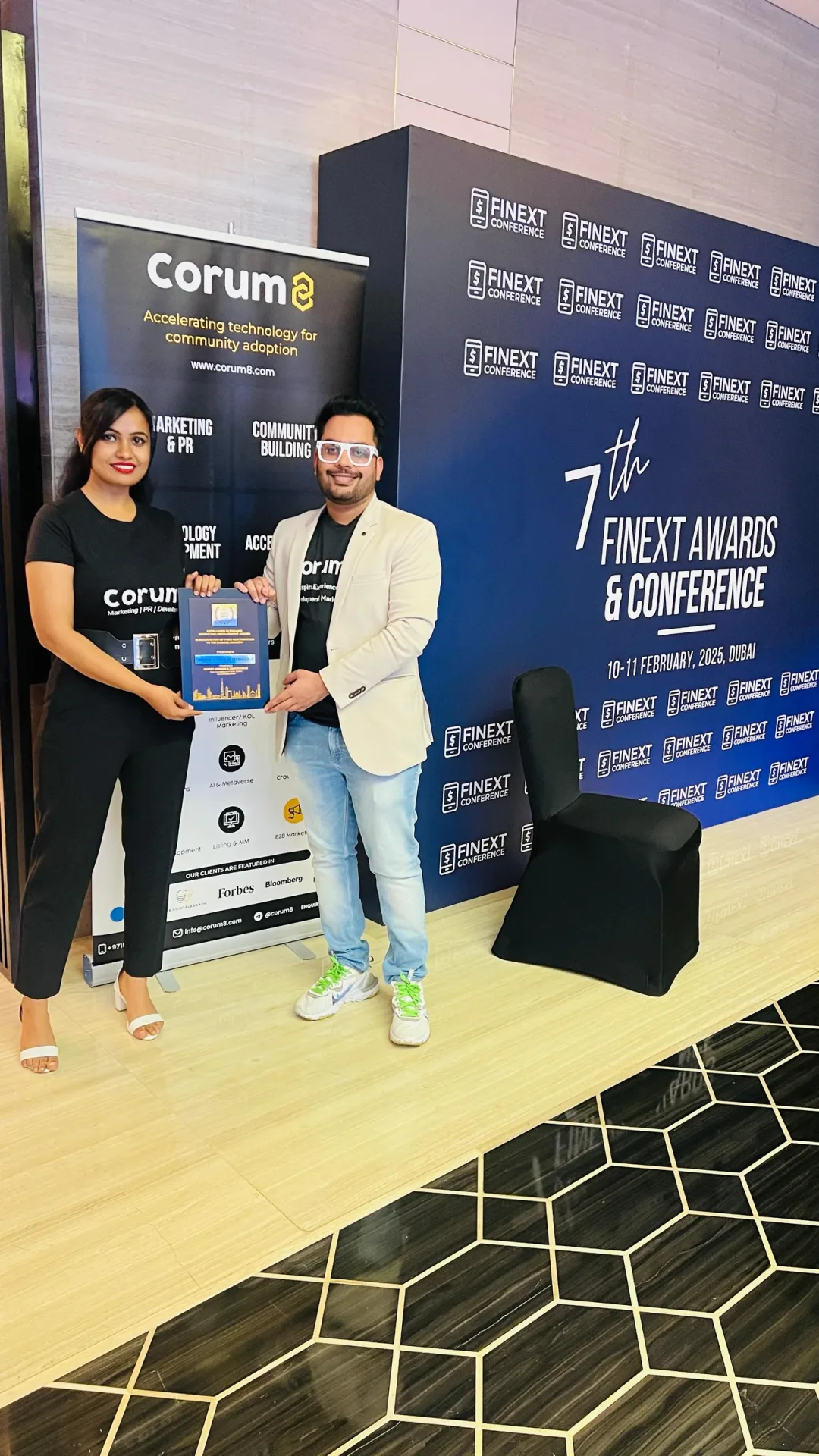 Corum8 receiving an industry award