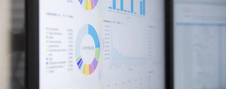 Analytics charts on a monitor