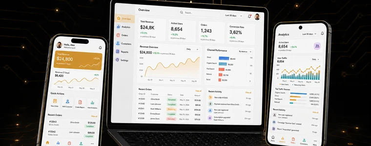 One product running across laptop and phone screens