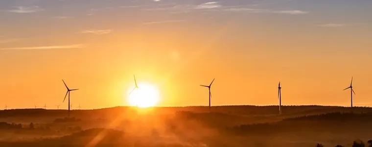 Wind farm at sunrise