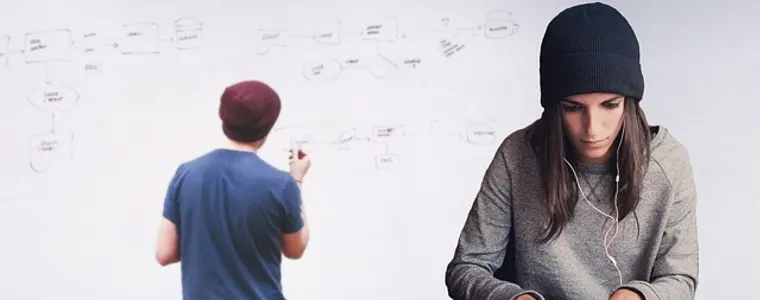 Founders planning at a whiteboard